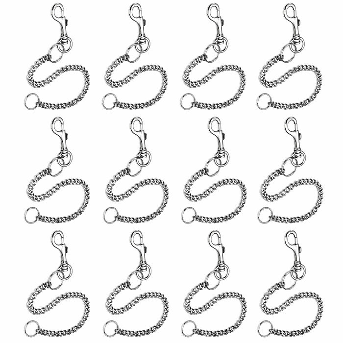 12 Pc Metal Chains Hooks Key Rings Keychain Snap Swivel Lobster Claw 12"L Crafts