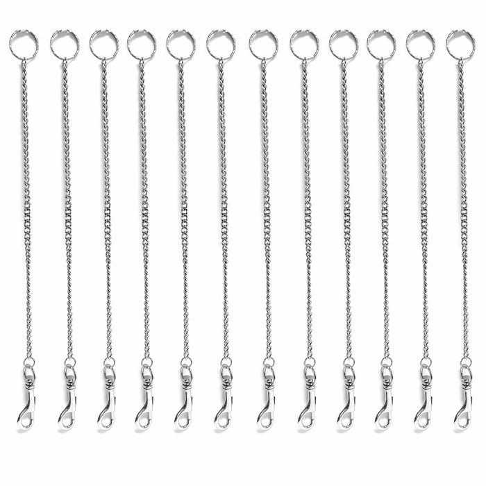 12 Pc Metal Chains Hooks Key Rings Keychain Snap Swivel Lobster Claw 12"L Crafts