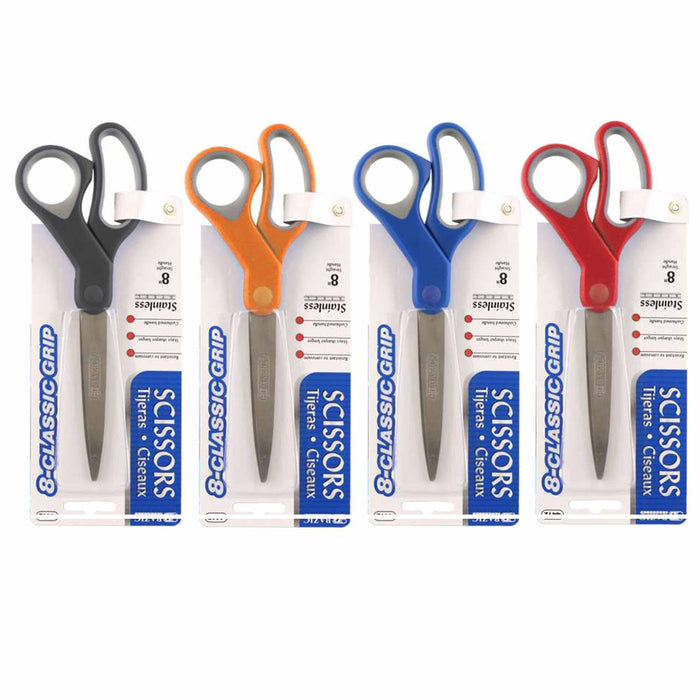 2 Pc Sharp Scissors 8" Stainless Steel Cushion Grip Handle Office School Crafts