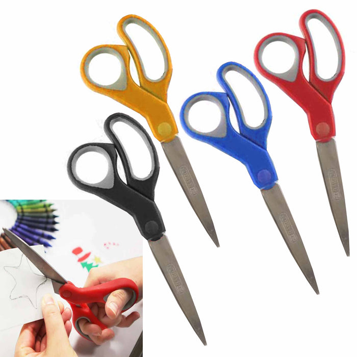 4 Heavy Duty Scissors 8" Sharp Stainless Steel Blade Cushion Grip Handle Precise