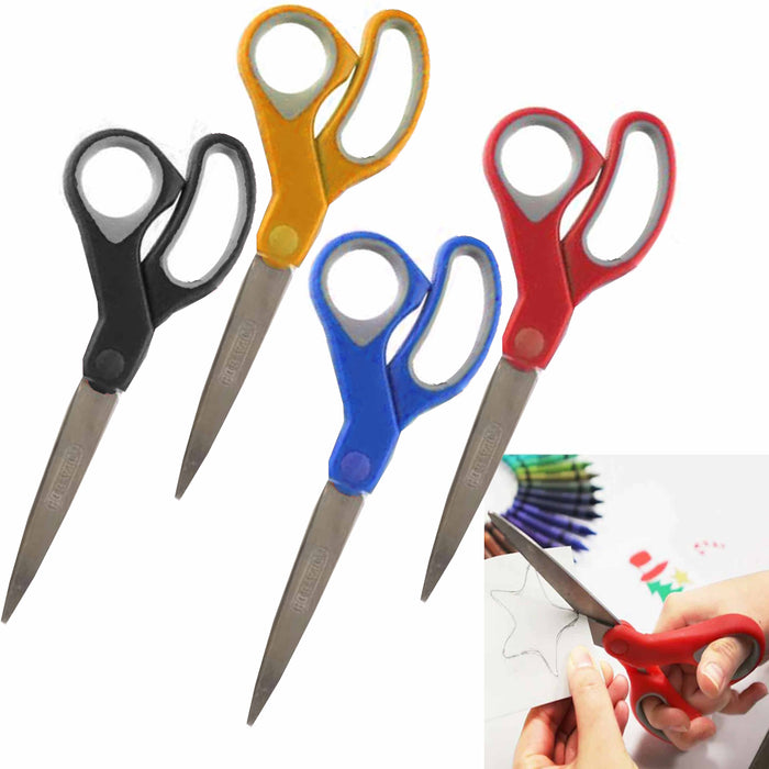 4 Heavy Duty Scissors 8" Sharp Stainless Steel Blade Cushion Grip Handle Precise