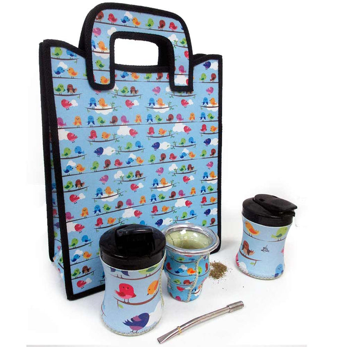 Yerba Mate Kit 5 Pc Argentina Gourd Straw Bombilla Bag 2 Containers Yerba Sugar