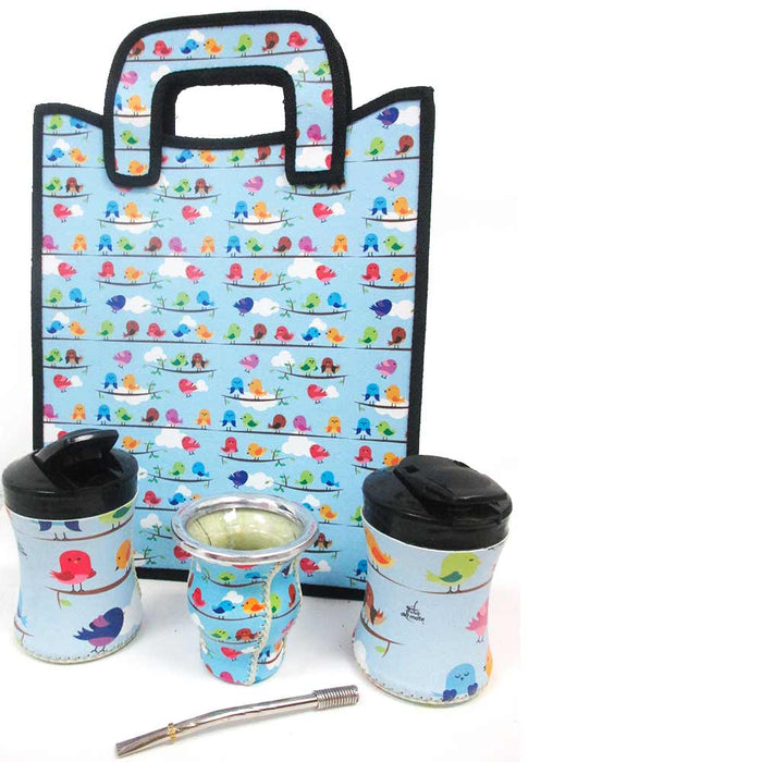 Yerba Mate Kit 5 Pc Argentina Gourd Straw Bombilla Bag 2 Containers Yerba Sugar