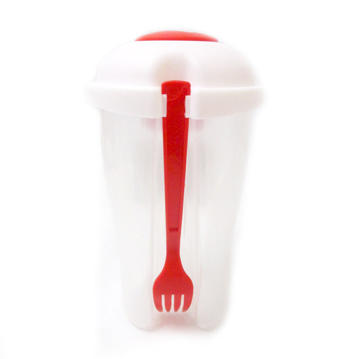 2 Salad Cup Container Serving Shaker Dressing Storage Fork Fruit Food On The Go