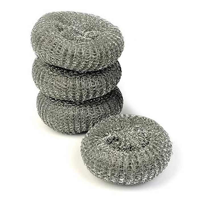 4 Scourer Steel Wire Mesh Ball Pads Kitchen Scrub Cleaning Pan Cleaner Scouring