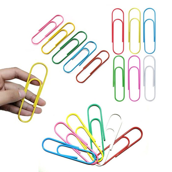 10 Extra Large Paper Clips 4" Jumbo Assorted Colors Coated Crafts School Office