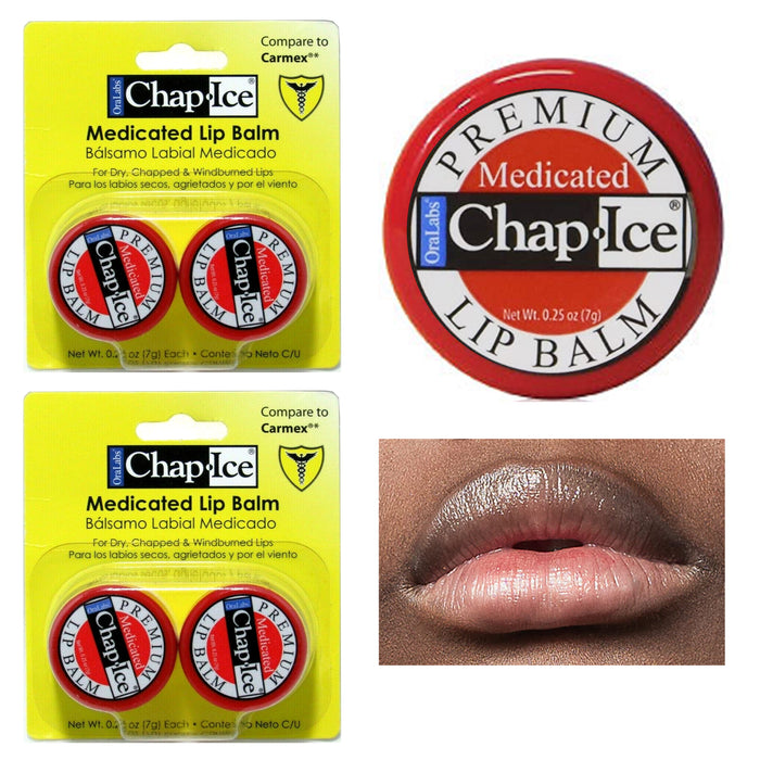 4 Pc Chap Ice Medicated Lip Balm Therapy Gloss Moisture Cream Chapstick 0.25oz