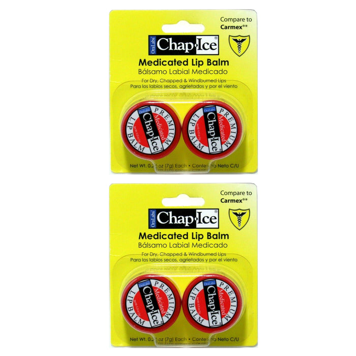4 Pc Chap Ice Medicated Lip Balm Therapy Gloss Moisture Cream Chapstick 0.25oz