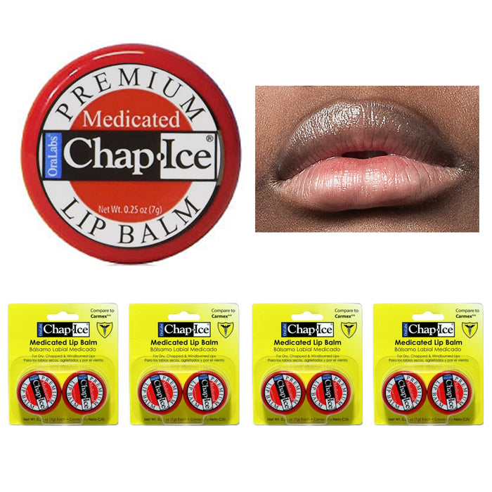 8 Pc Chap Ice Medicated Lip Balm Therapy Gloss Moisture Cream Chapstick 0.25oz
