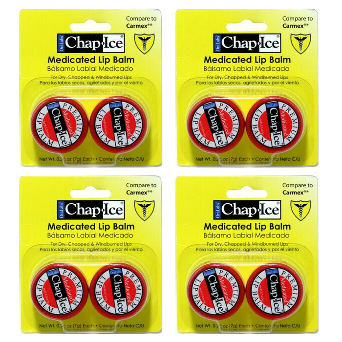 8 Pc Chap Ice Medicated Lip Balm Therapy Gloss Moisture Cream Chapstick 0.25oz