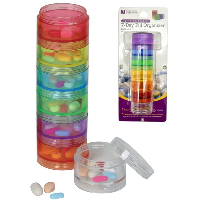 1 Pk Large 7 Day Pill Organizer Stackable Containers Weekly Medicine Holder Case