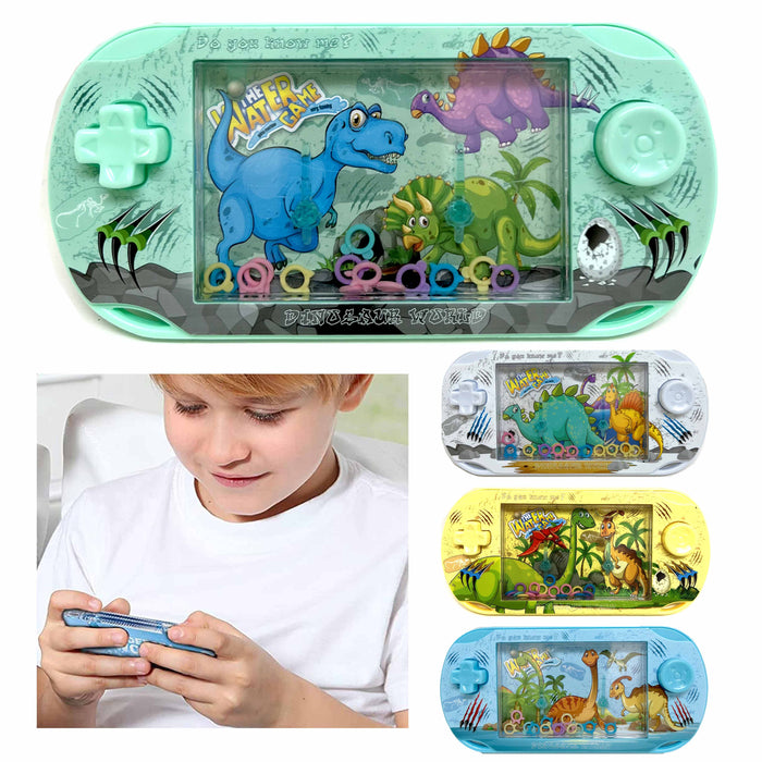 4 Pc Retro Handheld Water Games Dinosaur Theme Ring Toss Pocket Toy Party Favors