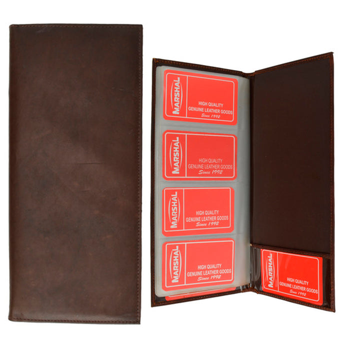 Genuine Leather Business Card Holder Book Organizer 160 Brown Office Executives
