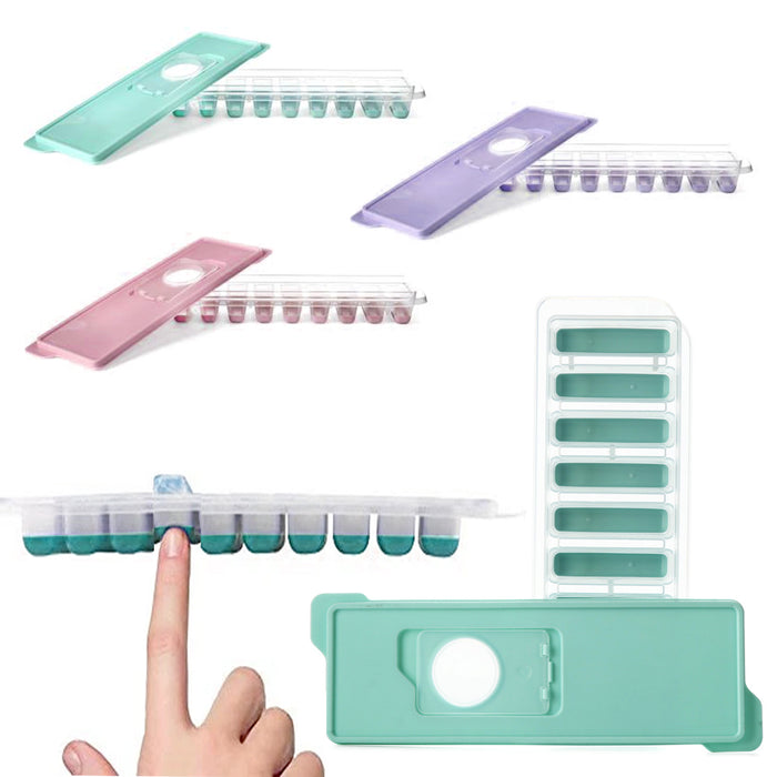 2 Pc Silicone Non Stick Ice Cube Tray Push Out With Flexible Bottom Rectangle