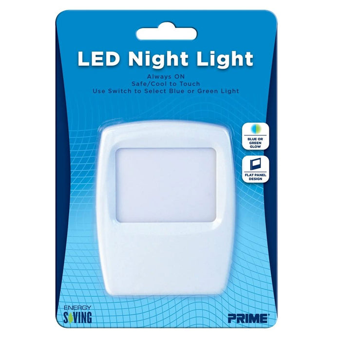 2 Pc LED Night Light Kids Soft Continuous Blue or Green Glow Flat Panel Design