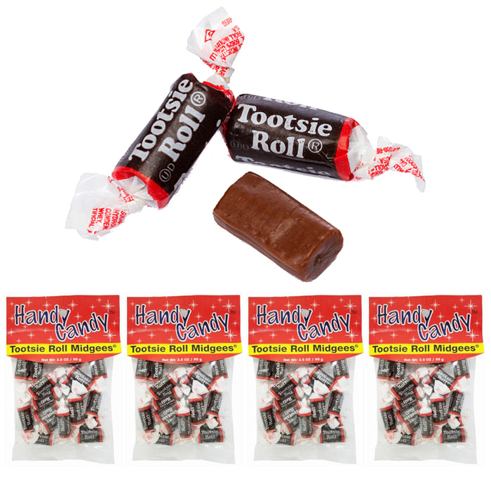 4 Bags Tootsie Roll Midgees Chocolate Chews Chewy Rolls Candy Candies Gift Treat