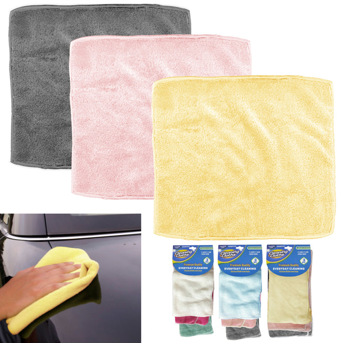 3 PC Plush Cleaning Towels Car Wash Detailing Buffing Polishing Microfiber Cloth