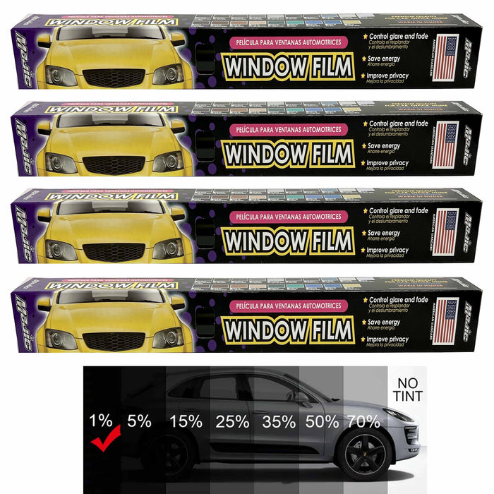 4 Rolls Privacy Window Film 1% Dark Black Tint 20"x10ft Each Car Home Office