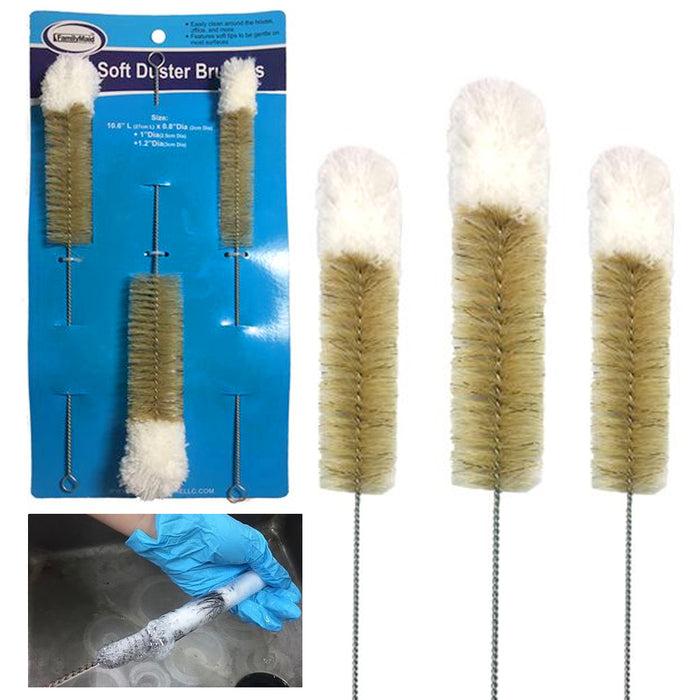 3pc Wire Tube Brushes Duster Cleaner Brush Set Soft Tip Bird Feeder Cleaning Kit