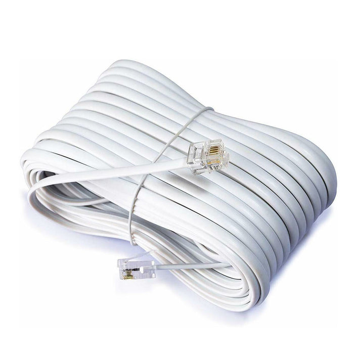 50 FT Feet 4C Modular Telephone Extension Phone Cord Cable Line Wire White New