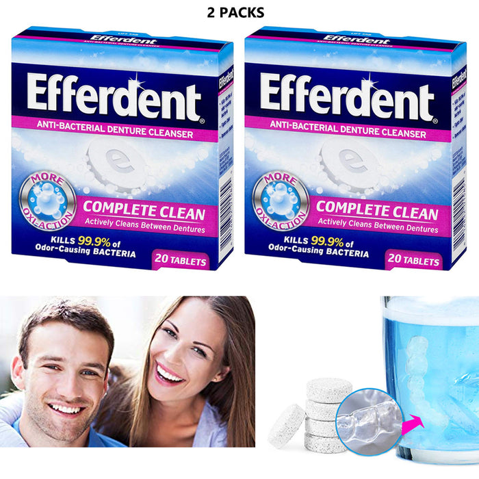 40 tablets Efferdent Denture Cleanser Antibacterial Whitening Cleansing System