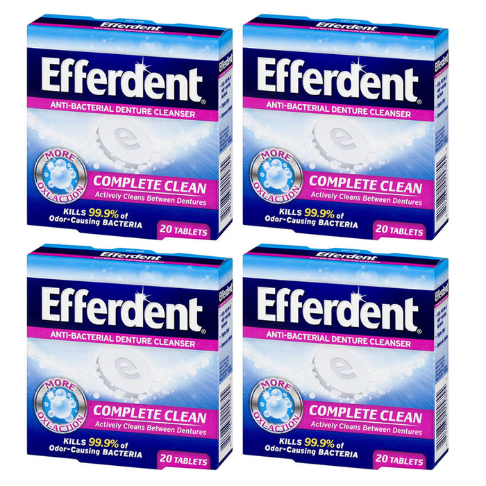 80 Ct Efferdent Denture Cleanser Tablets Antibacterial Whitening Complete Clean