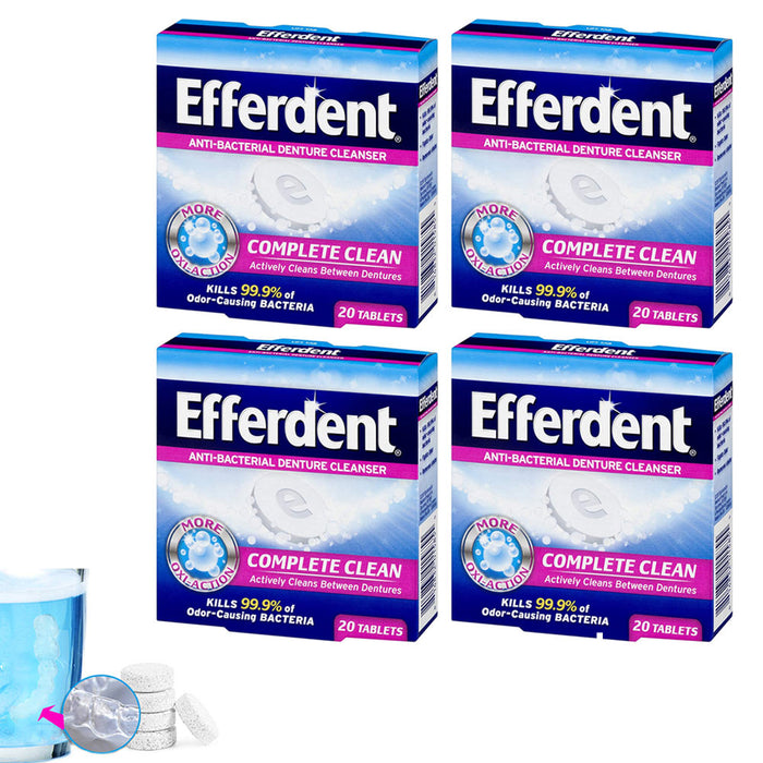 80 Ct Efferdent Denture Cleanser Tablets Antibacterial Whitening Complete Clean