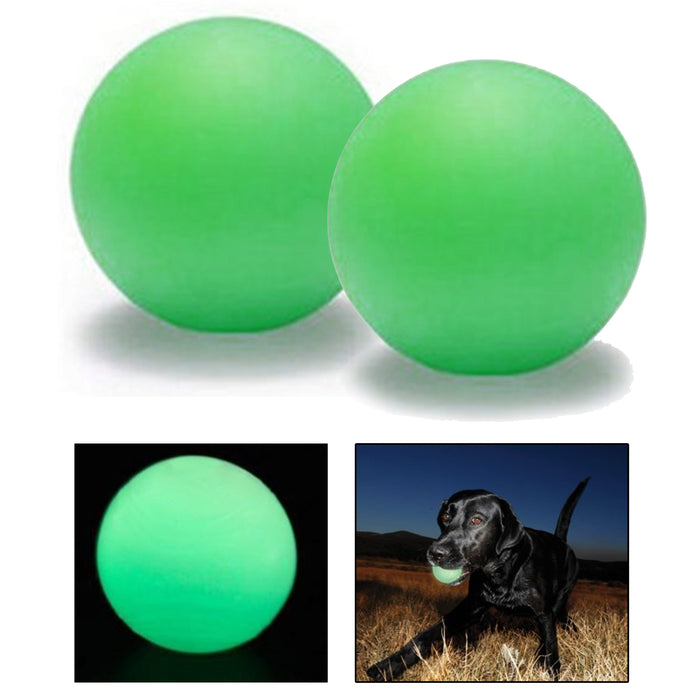 2 Glowing Pet Ball Dog Cat Puppy Healthy Gums Teeth Interactive Toy Glow In Dark