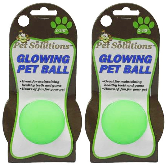 2 Glowing Pet Ball Dog Cat Puppy Healthy Gums Teeth Interactive Toy Glow In Dark