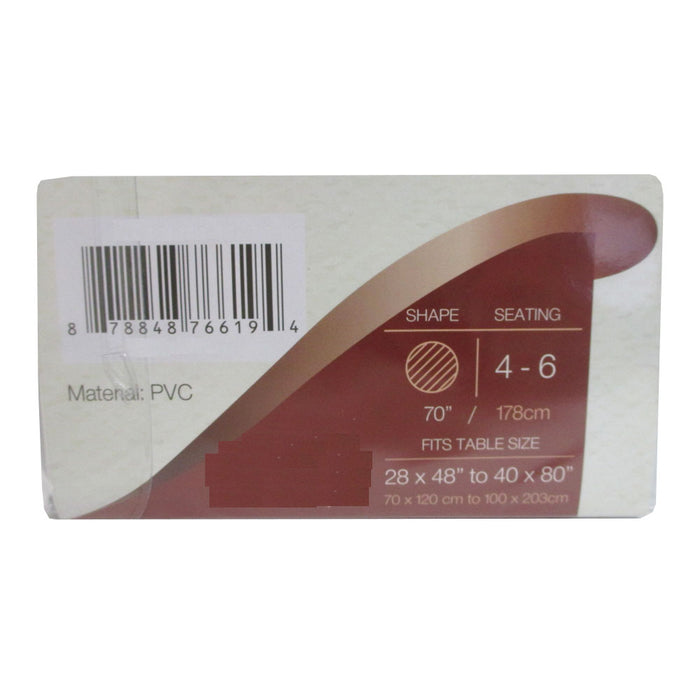 Crystal Clear Vinyl Tablecloth Protector 70" Round Plastic Table Cover fits: 28" x 48" to 40" x 80"