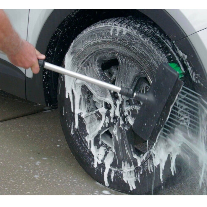 Water Jet Garden Hose Patio Brush Broom Heavy Duty Extendable Outdoor Path Clean