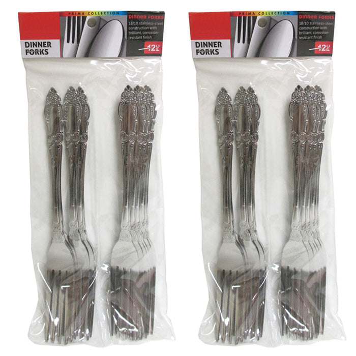 24 Dinner Forks Stainless Steel Set Cutlery Glossy Polished Dishwasher Safe 7.5"