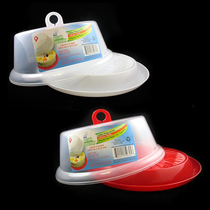 12" Cake Tray Cover Carrier Server Lid Portable Container Cupcakes Baked Goods