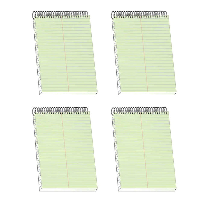 4 BAZIC Steno Notebook 6" X 9" Green Tint Gregg Ruled Office Notepad Perforated