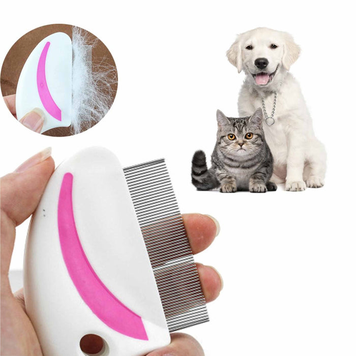 2 Pc Stainless Steel Comb Dog Cat Pet Flea Metal Brush Shedding Detangling Tool