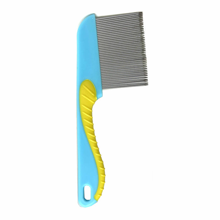 1 Pc Metal Comb Dog Cat Pet Flea Brush Stainless Steel Comfortable Grip Grooming