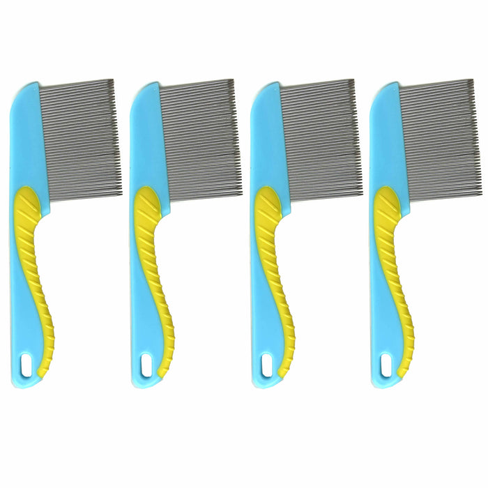 4 Pet Comb Stainless Steel Detangle Dog Cat Hair Flea Brush Metal Grooming Rake