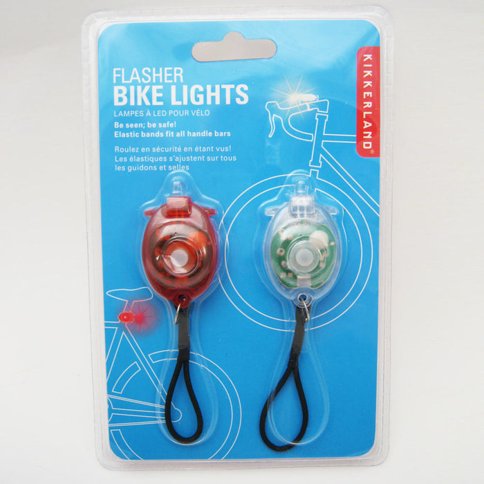 Kikkerland 2 Bicycle Reflector Lights LED Flashlight Flash Bike Flasher Safety