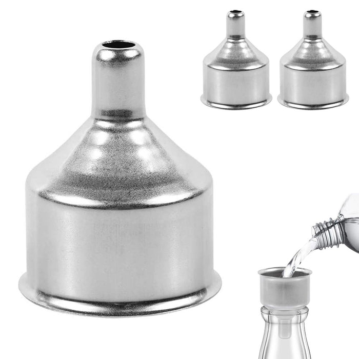 3Pc Stainless Steel Mini Funnel Oil Cooking Spices Liquid Filling Bottles Flask