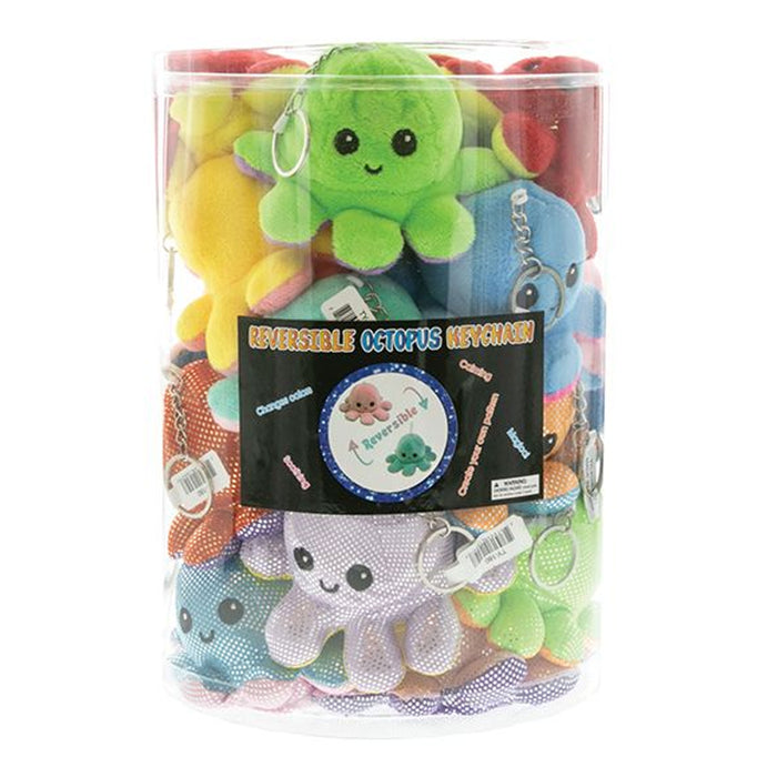 4 Pc Plush Keychain Octopus Flip Moody Happy Grumpy Fun Gift