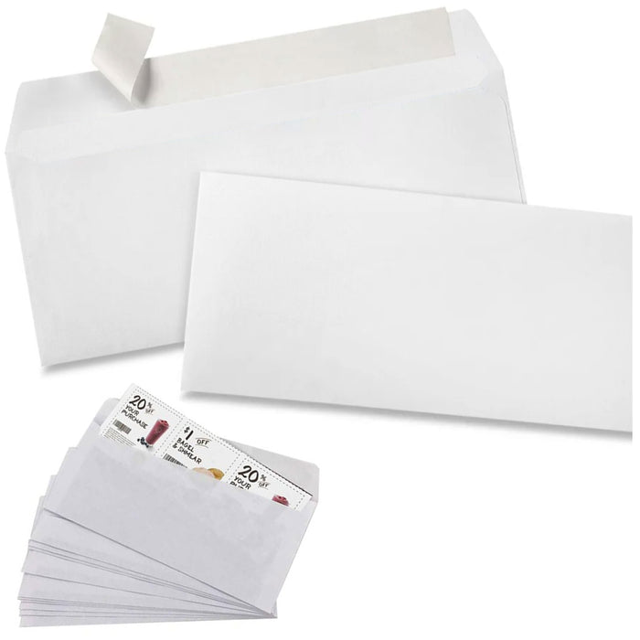 50 Peel Self Seal White Envelopes No.10 Letter Mailing Shipping 4-1/8 X 9-1/2 In