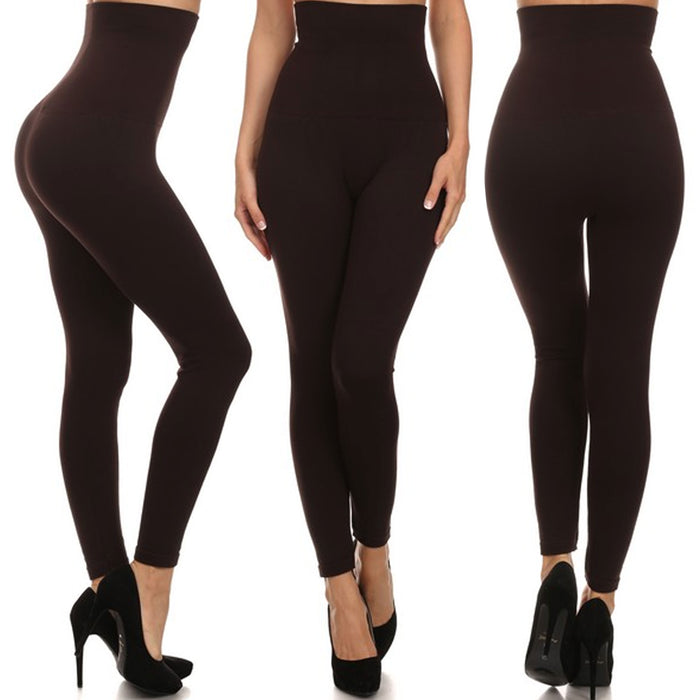 Dark Brown Leggings Premium Shaper High Waist Compression Tummy Control One Size