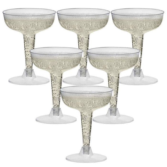 24 Pc Disposable Wine Glasses Plastic Champagne Flute Party Clear Silver  Rim 5oz, 1 - Kroger