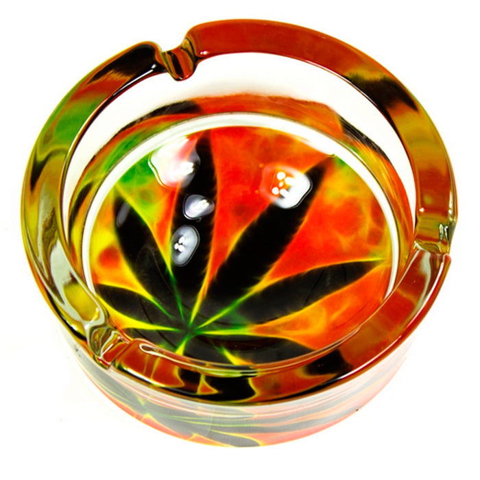 6 PC Marijuana Leaf Glass Ashtray Smoke Thc Cannabis Pot 420 Design Cigarette !