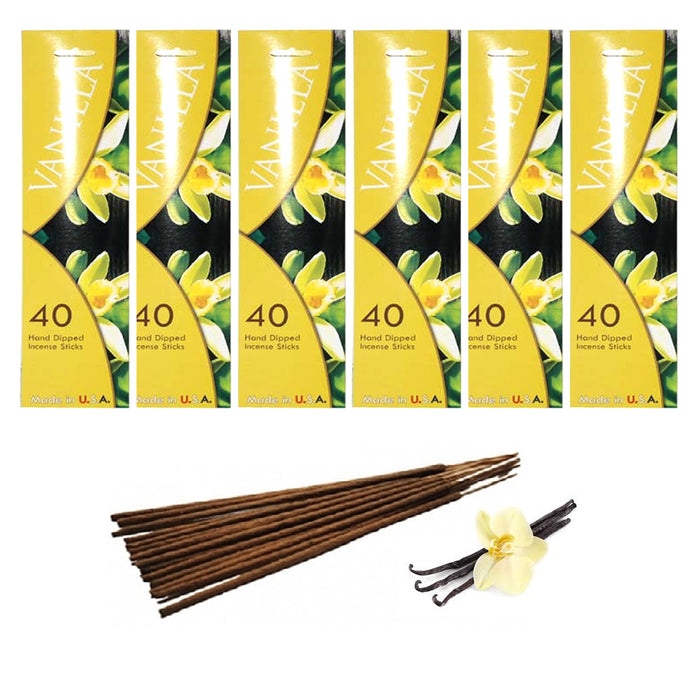 240 Incense Sticks Vanilla Scent Hand Dipped Fragrance Meditation Aroma Therapy