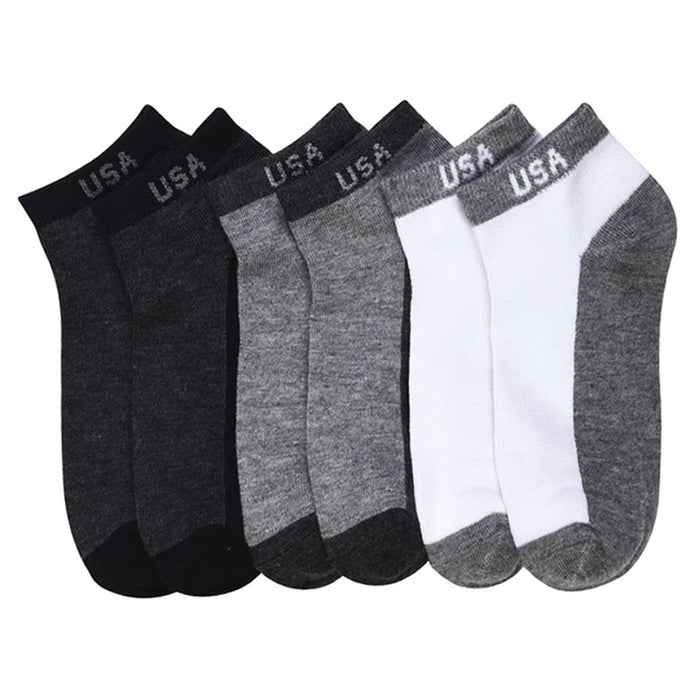 3 Pairs Sport Quarter Ankle Crew Socks Low Cut Cotton 10 13 Black Grey Charc USA