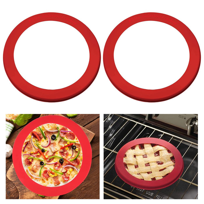 2 Pc Silicone Pie Crust Shield Baking Fits 9.5" to 10" Reusable Pan Frozen Pizza