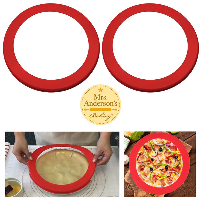 2 Pc Silicone Pie Crust Shield Baking Fits 9.5" to 10" Reusable Pan Frozen Pizza