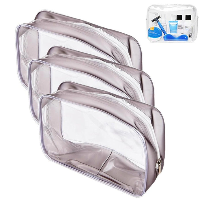 3PC Women Clear Travel Cosmetic Makeup Carry Pouch Toiletry Organizer Bag Zipper