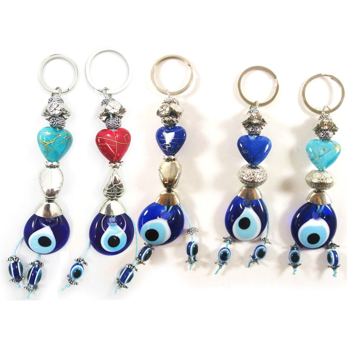 1 Blue Evil Eye Heart Keychain Ring Nazar Hamsa Kabbalah Lucky Charm Gift Amulet